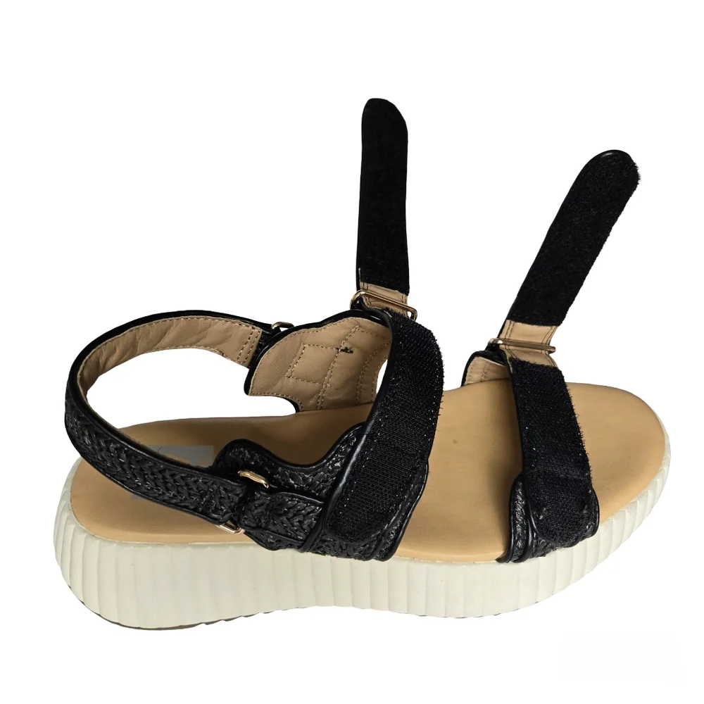 Dolce Vita Fighter Sporty Platform Sandals Black Woven Adjustable Straps